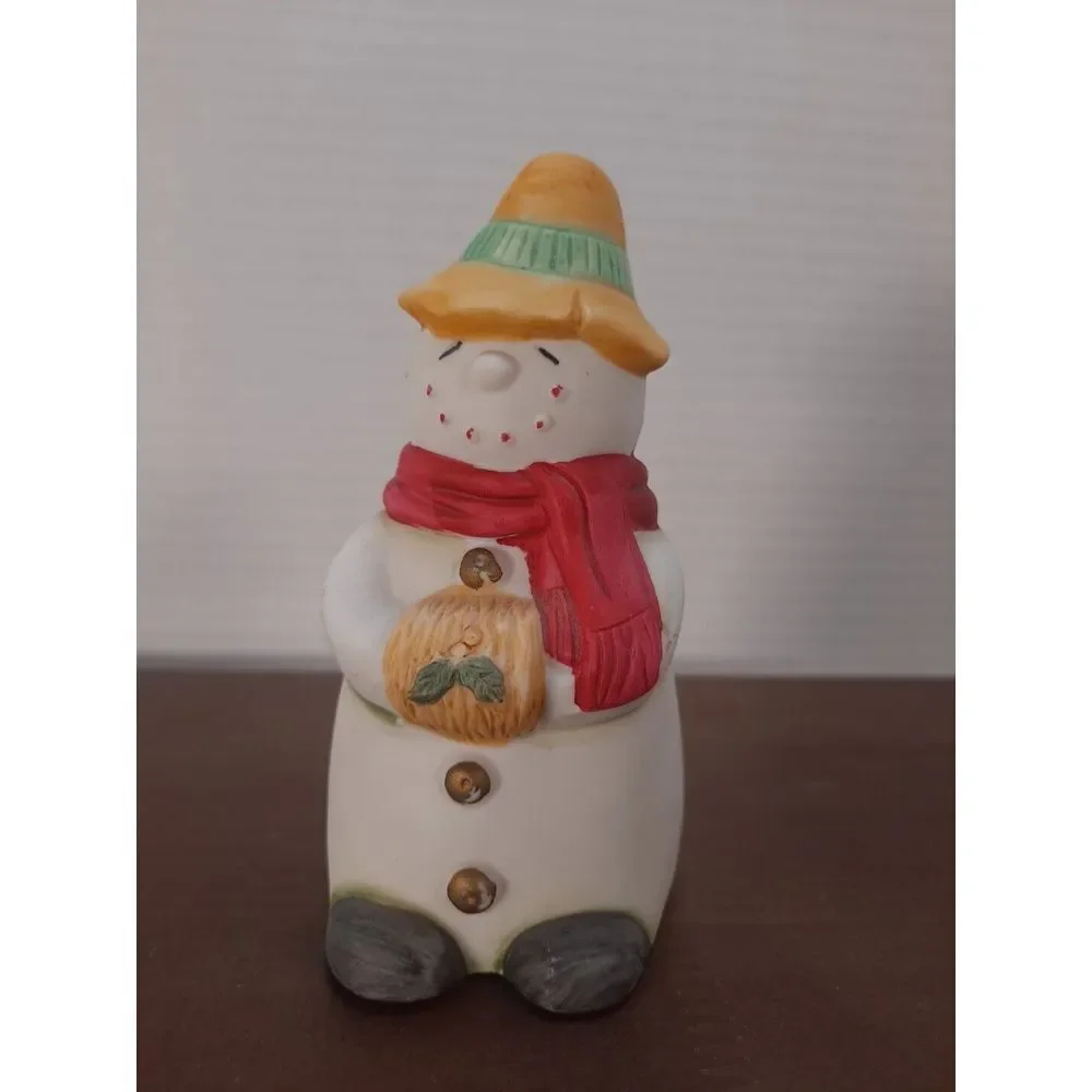 Vintage FEI Snowman Christmas Ceramic Bell Holiday Décor 4 Inches Tall‎